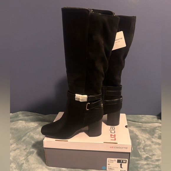 NWT and box Liz Claiborne LC Hemlock tall boots. Black. 7 medium memory foam - Picture 5 of 7